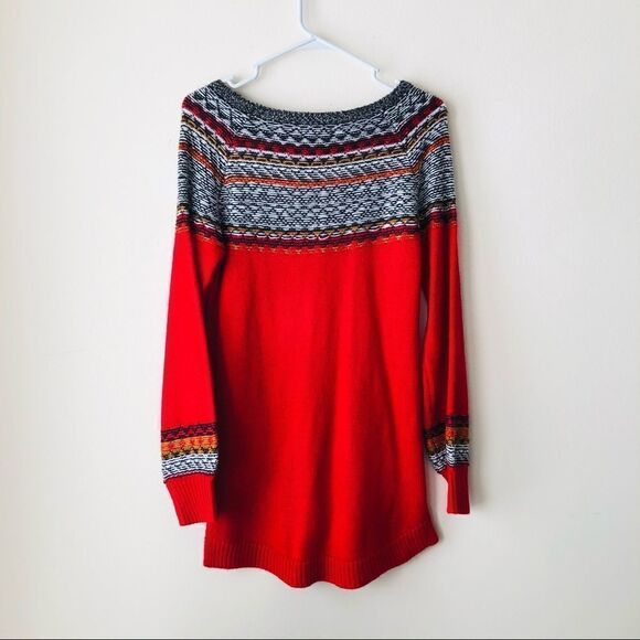 Maurices Red Patterned Oversized Sweater XS - Picture 5 of 5